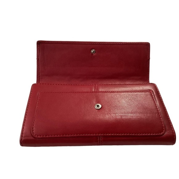 Coach red long snap pleated leather wallet - Picture 4 of 4